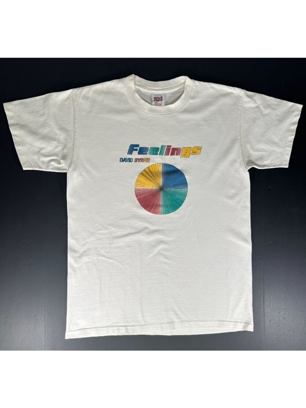 Vintage David Byrne FEELINGS T Shirt Album Promo White Graphic Tee Mens LARGE